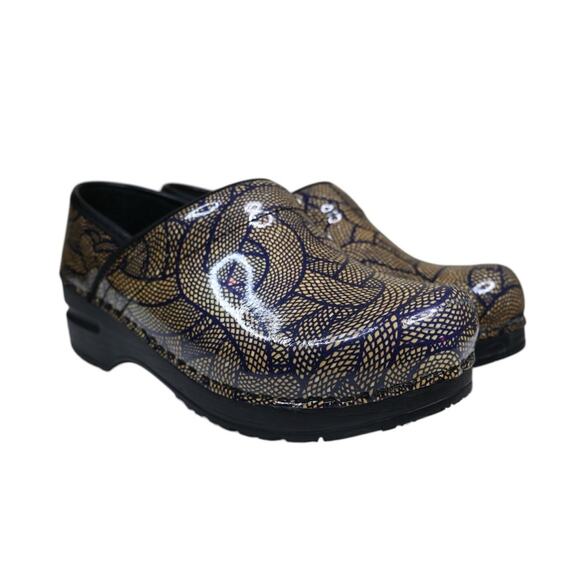 Sanita Women's EU37/US 6 Blue Yellow Patent Leather Clog - Picture 2 of 10